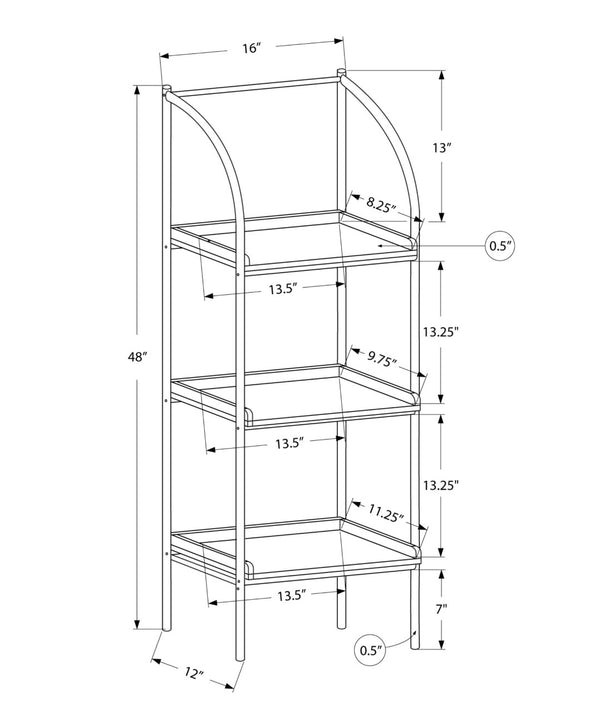 HomeRoots 48" Taupe Metal Etagere Bookcase - Modern Industrial Design for Stylish Storage in Small Spaces Dark Taupe,Black 333424