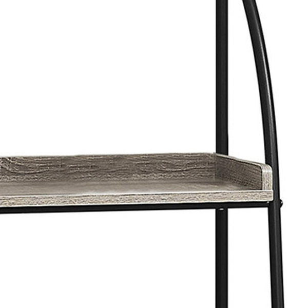 HomeRoots 48" Taupe Metal Etagere Bookcase - Modern Industrial Design for Stylish Storage in Small Spaces Dark Taupe,Black 333424