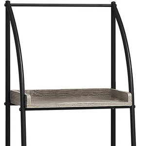 HomeRoots 48" Taupe Metal Etagere Bookcase - Modern Industrial Design for Stylish Storage in Small Spaces Dark Taupe,Black 333424