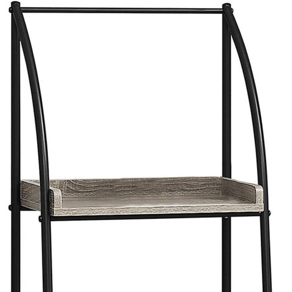 HomeRoots 48" Taupe Metal Etagere Bookcase - Modern Industrial Design for Stylish Storage in Small Spaces Dark Taupe,Black 333424