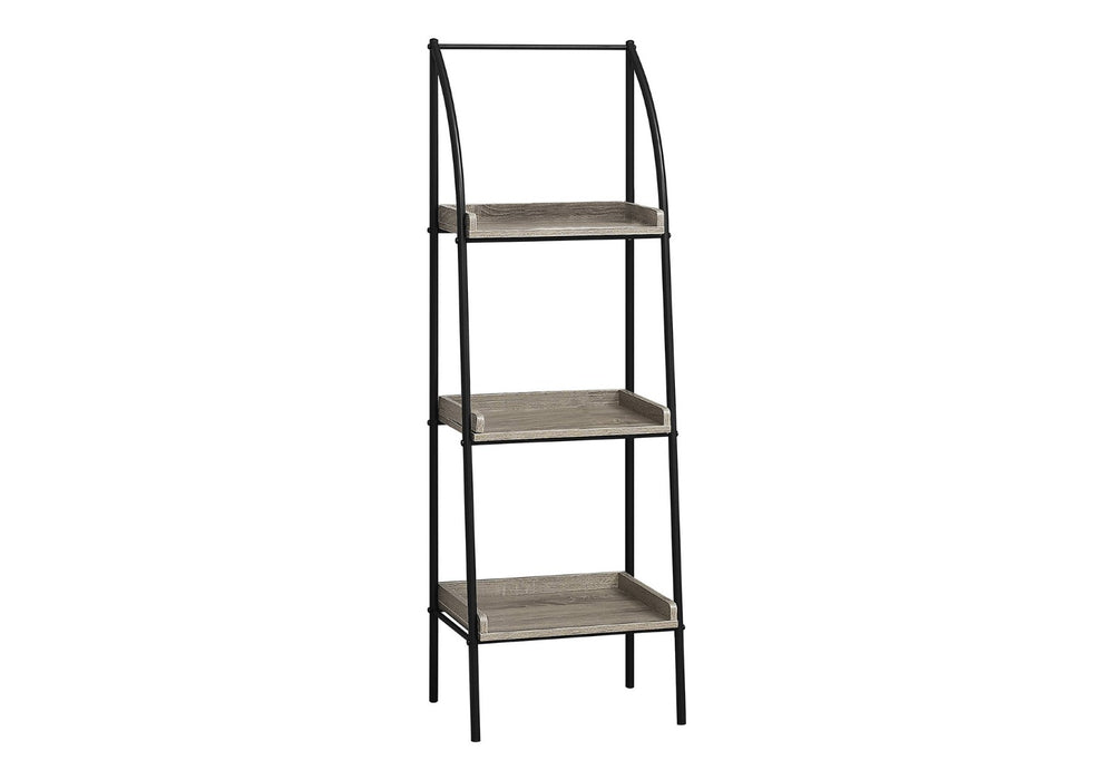 HomeRoots 48" Taupe Metal Etagere Bookcase - Modern Industrial Design for Stylish Storage in Small Spaces Dark Taupe,Black 333424