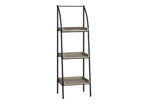 HomeRoots 48" Taupe Metal Etagere Bookcase - Modern Industrial Design for Stylish Storage in Small Spaces Dark Taupe,Black 333424
