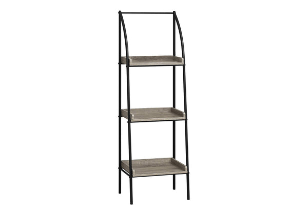HomeRoots 48" Taupe Metal Etagere Bookcase - Modern Industrial Design for Stylish Storage in Small Spaces Dark Taupe,Black 333424