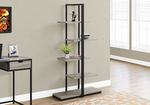 HomeRoots Taupe Metal Five-Tier Etagere Bookcase for Stylish Storage and Display in Any Space, 60" H Dark Taupe,Black 333428