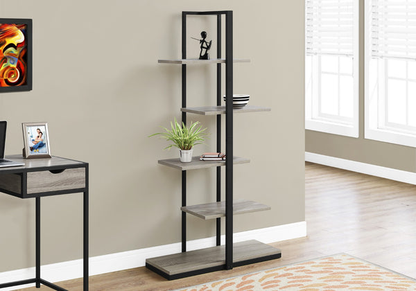 HomeRoots Taupe Metal Five-Tier Etagere Bookcase for Stylish Storage and Display in Any Space, 60" H Dark Taupe,Black 333428