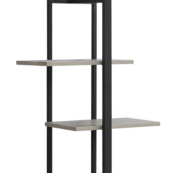 HomeRoots Taupe Metal Five-Tier Etagere Bookcase for Stylish Storage and Display in Any Space, 60" H Dark Taupe,Black 333428