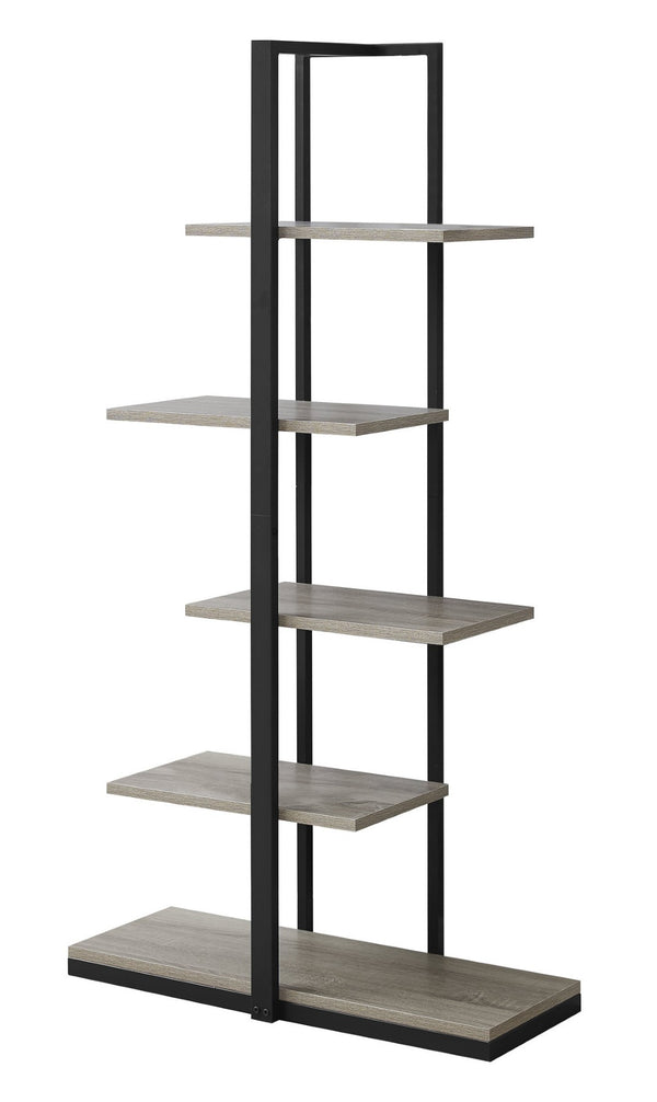 HomeRoots Taupe Metal Five-Tier Etagere Bookcase for Stylish Storage and Display in Any Space, 60" H Dark Taupe,Black 333428