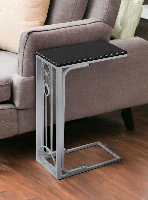 Homeroots 60" Gray And Black Wood And Metal End Table Dark Taupe,Black  333432