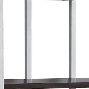 HomeRoots Espresso Metal Four-Tier Bookcase for Stylish Storage, Durable Design, and Versatile Home Décor Solutions Cappuccino,Silver 333434