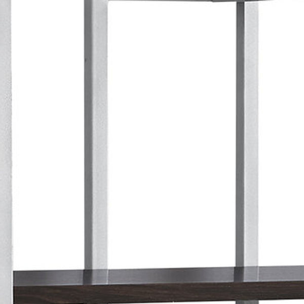 HomeRoots Espresso Metal Four-Tier Bookcase for Stylish Storage, Durable Design, and Versatile Home Décor Solutions Cappuccino,Silver 333434