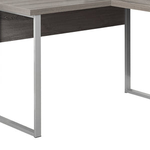 HomeRoots 47" Contemporary L-Shaped Computer Desk with Two Drawers for Efficient Space Organization and Style Dark Taupe,Silver 333443