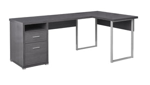 Homeroots 47" Gray And Silver L Shape Computer Desk With Two Drawers Grey,Silver  333445