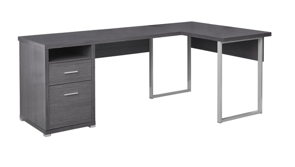 Homeroots 47" Gray And Silver L Shape Computer Desk With Two Drawers Grey,Silver  333445