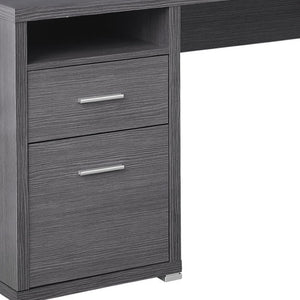 HomeRoots 47" Contemporary L-Shaped Computer Desk with Two Drawers for Efficient Space Organization and Style Grey,Silver 333445