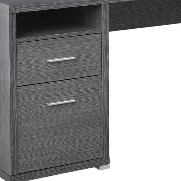 HomeRoots 47" Contemporary L-Shaped Computer Desk with Two Drawers for Efficient Space Organization and Style Grey,Silver 333445