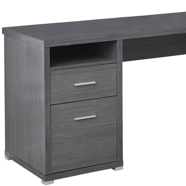 Homeroots 47" Gray And Silver L Shape Computer Desk With Two Drawers Grey,Silver  333445