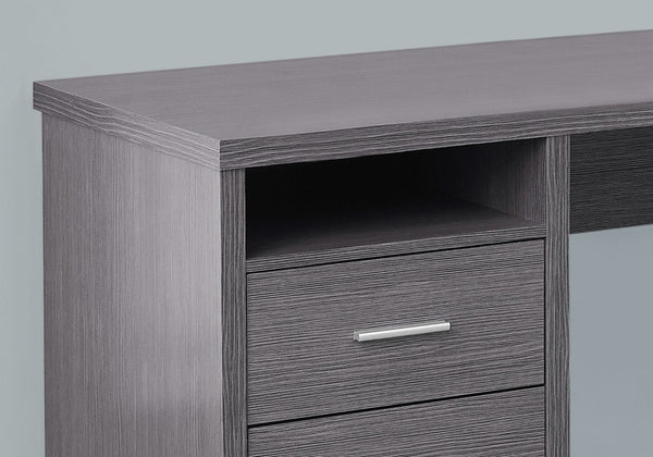 HomeRoots 47" Contemporary L-Shaped Computer Desk with Two Drawers for Efficient Space Organization and Style Grey,Silver 333445