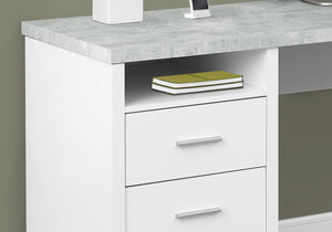 Homeroots 47" Gray And Silver L Shape Computer Desk With Two Drawers White,Grey,Silver  333446