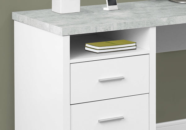 Homeroots 47" Gray And Silver L Shape Computer Desk With Two Drawers White,Grey,Silver  333446