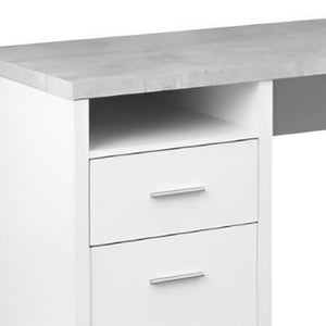 Homeroots 47" Gray And Silver L Shape Computer Desk With Two Drawers White,Grey,Silver  333446