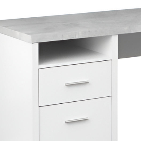Homeroots 47" Gray And Silver L Shape Computer Desk With Two Drawers White,Grey,Silver  333446