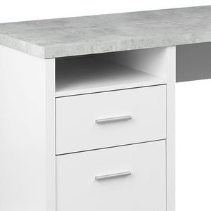 Homeroots 47" Gray And Silver L Shape Computer Desk With Two Drawers White,Grey,Silver  333446