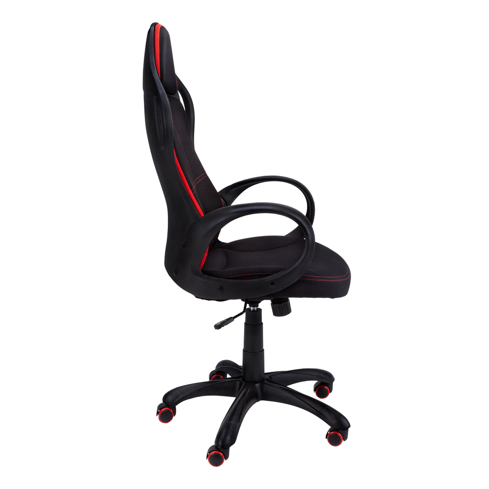 Homeroots Black Fabric Tufted Seat Swivel Adjustable Gaming Chair Fabric Back Plastic Frame  Foam 333447