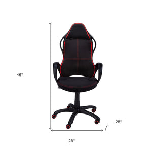 Homeroots Black Fabric Tufted Seat Swivel Adjustable Gaming Chair Fabric Back Plastic Frame  Foam 333447