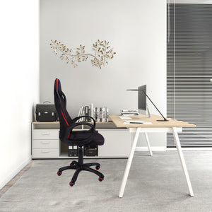 Homeroots Black Fabric Tufted Seat Swivel Adjustable Gaming Chair Fabric Back Plastic Frame  Foam 333447