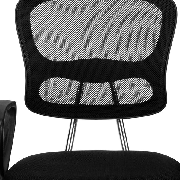 Homeroots Black Polyester Seat Swivel Adjustable Task Chair Mesh Back Plastic Frame Black Foam 333448