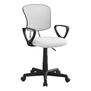 Homeroots White Polyester Seat Swivel Adjustable Task Chair Mesh Back Plastic Frame White Foam 333449