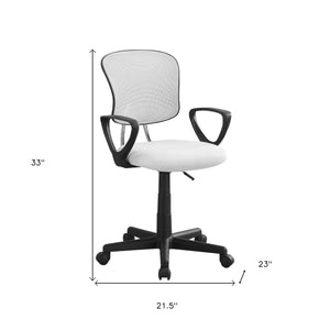 Homeroots White Polyester Seat Swivel Adjustable Task Chair Mesh Back Plastic Frame White Foam 333449