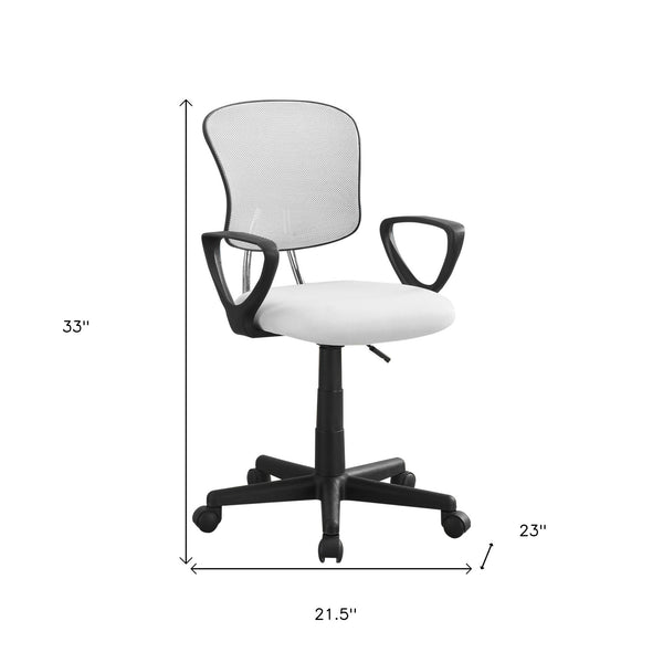 Homeroots White Polyester Seat Swivel Adjustable Task Chair Mesh Back Plastic Frame White Foam 333449