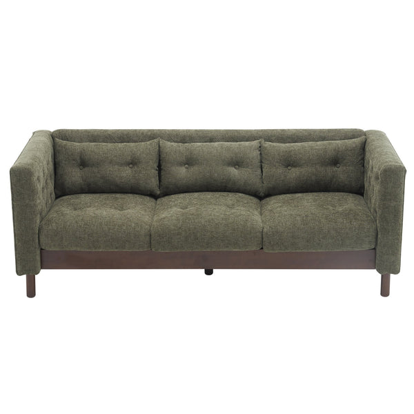 English Elm Christopher Knight Home® - 78" Upholstered Sofa with Tufted Linen-Like Fabric, Deep 19" Seat, Sturdy Rubber Wood Legs, 900lb Capacity Dark Green N763P243921F