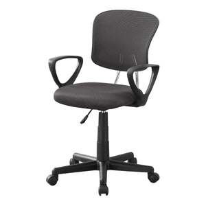 Homeroots White Polyester Seat Swivel Adjustable Task Chair Mesh Back Plastic Frame Grey Foam 333450