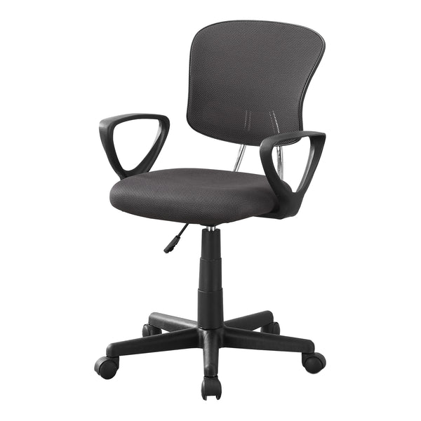 Homeroots White Polyester Seat Swivel Adjustable Task Chair Mesh Back Plastic Frame Grey Foam 333450
