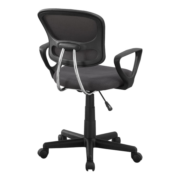 Homeroots White Polyester Seat Swivel Adjustable Task Chair Mesh Back Plastic Frame Grey Foam 333450