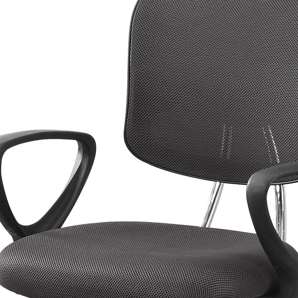 Homeroots White Polyester Seat Swivel Adjustable Task Chair Mesh Back Plastic Frame Grey Foam 333450