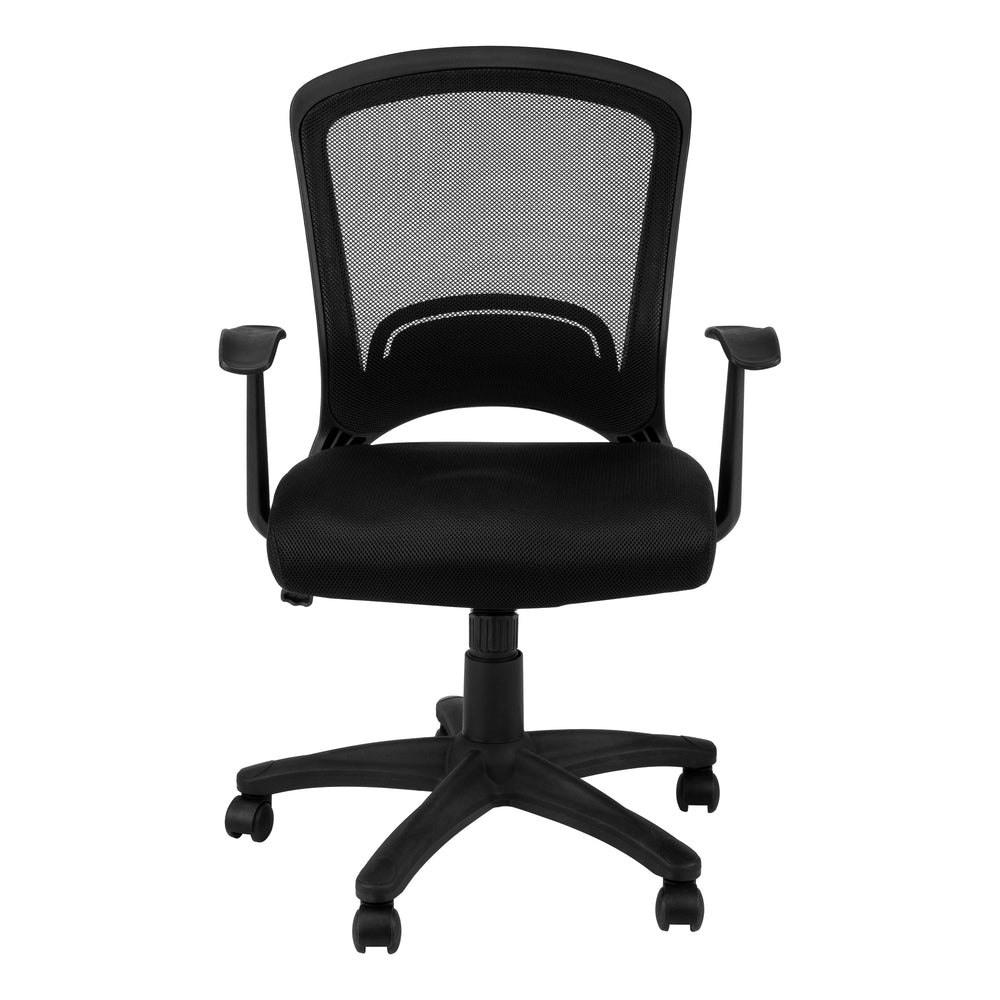 Homeroots Black Polyester Seat Swivel Adjustable Task Chair Mesh Back Plastic Frame Black Foam 333451