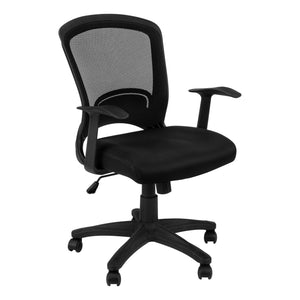Homeroots Black Polyester Seat Swivel Adjustable Task Chair Mesh Back Plastic Frame Black Foam 333451