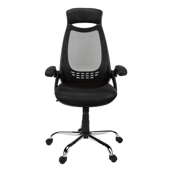 Homeroots Black Polyester Seat Swivel Adjustable Task Chair Mesh Back Plastic Frame  Foam 333454