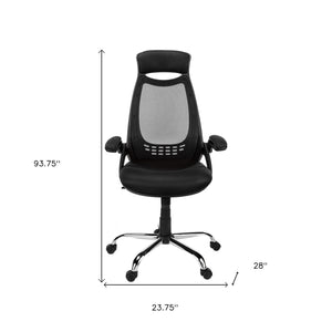 Homeroots Black Polyester Seat Swivel Adjustable Task Chair Mesh Back Plastic Frame  Foam 333454