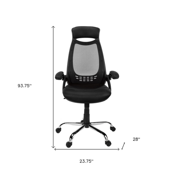 Homeroots Black Polyester Seat Swivel Adjustable Task Chair Mesh Back Plastic Frame  Foam 333454