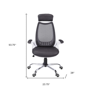 Homeroots Black Polyester Seat Swivel Adjustable Executive Chair Mesh Back Plastic Frame  Foam 333455