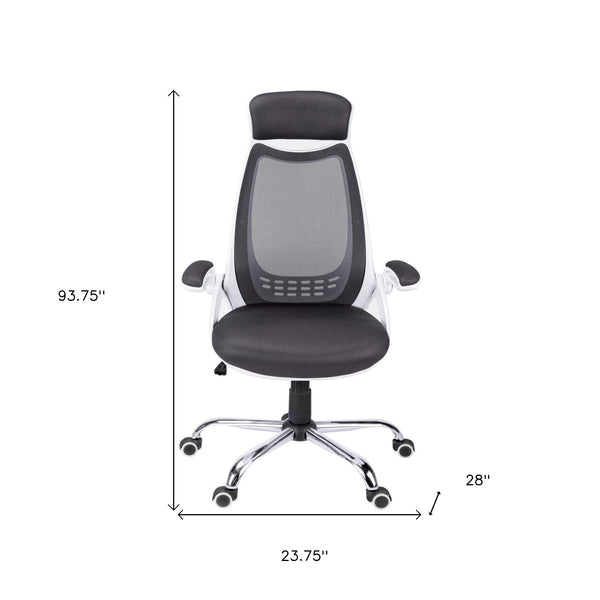 Homeroots Black Polyester Seat Swivel Adjustable Executive Chair Mesh Back Plastic Frame  Foam 333455