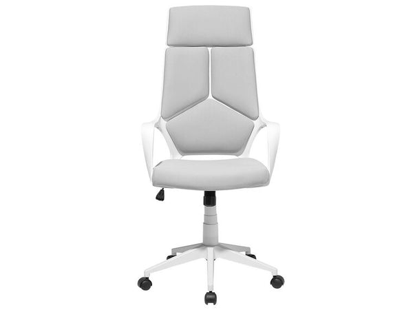 Homeroots Gray Fabric Tufted Seat Swivel Adjustable Executive Chair Fabric Back Plastic Frame White Foam 333456