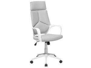 Homeroots Gray Fabric Tufted Seat Swivel Adjustable Executive Chair Fabric Back Plastic Frame White Foam 333456