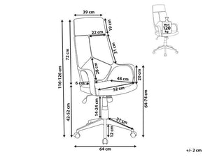 Homeroots Gray Fabric Tufted Seat Swivel Adjustable Executive Chair Fabric Back Plastic Frame White Foam 333456