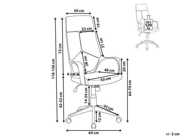 Homeroots Gray Fabric Tufted Seat Swivel Adjustable Executive Chair Fabric Back Plastic Frame White Foam 333456