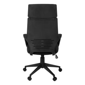 Homeroots Black Fabric Tufted Seat Swivel Adjustable Executive Chair Fabric Back Plastic Frame Black Foam 333458